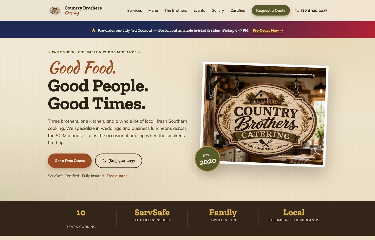 Country Brothers Catering website