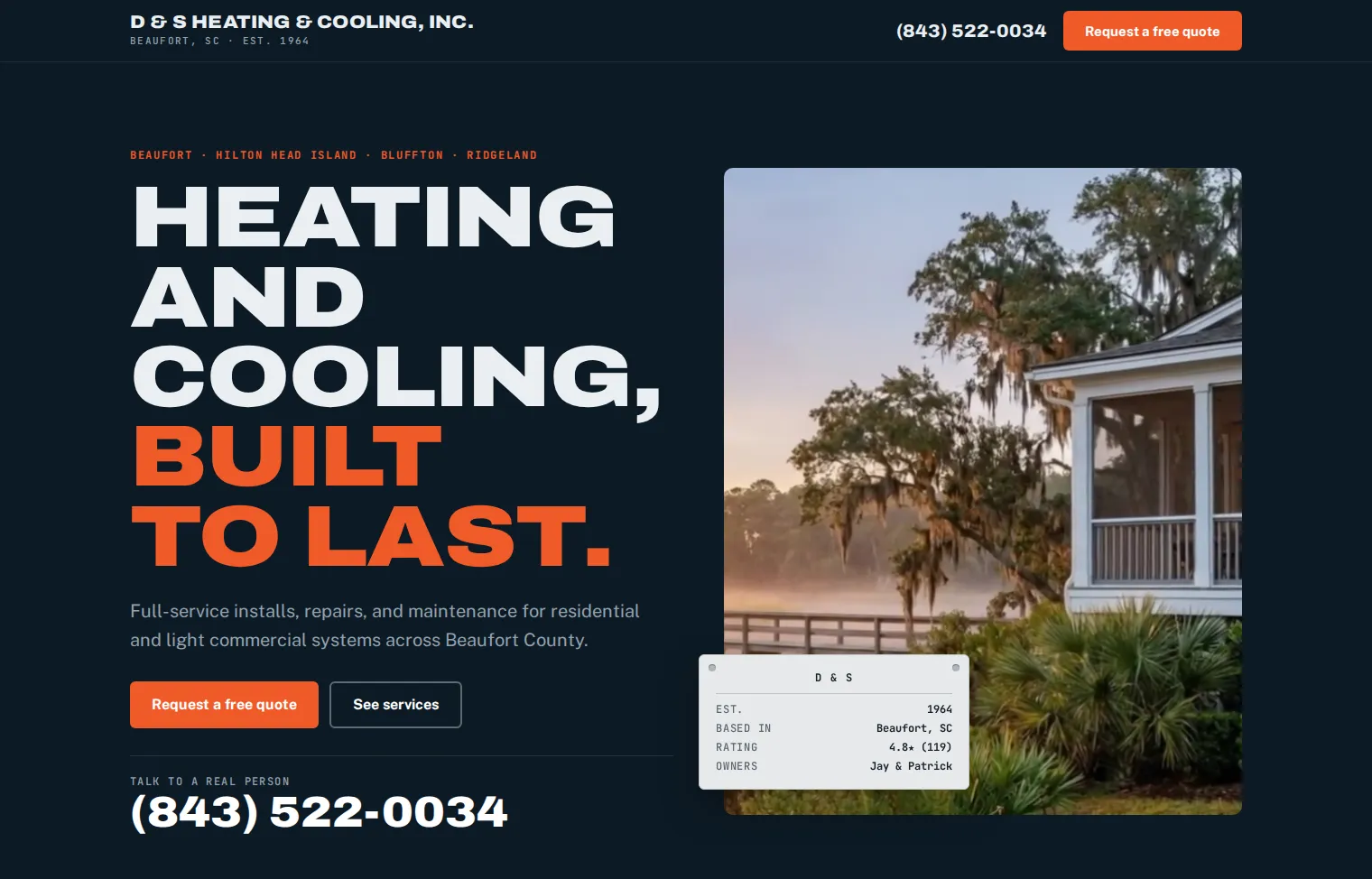 D&S Heating and Cooling website redesign