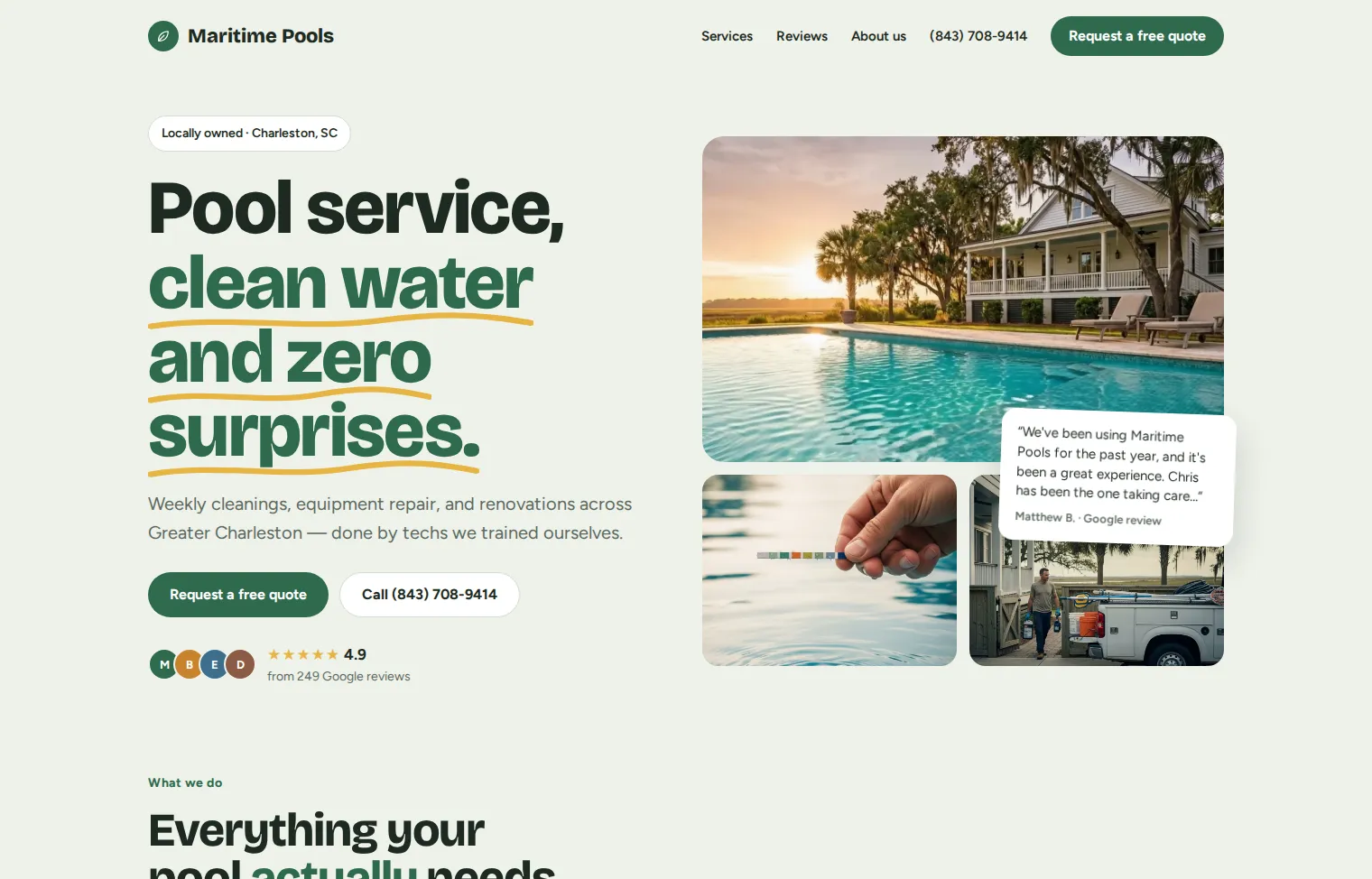 Maritime Pools website redesign